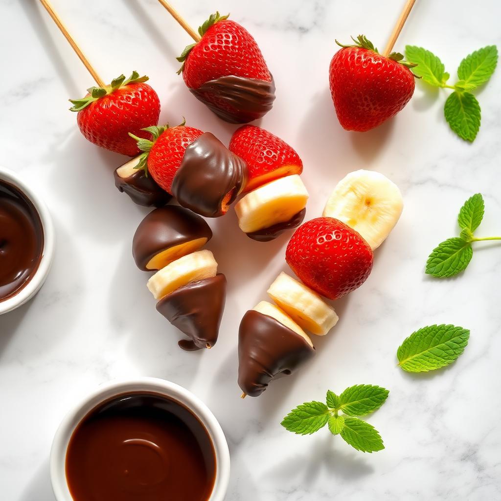 Brochettes de fruits au chocolat